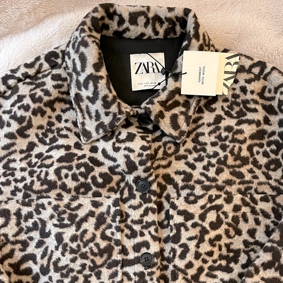 NWT Zara Leopard Print Wool Blend Cropped Jacket Size S - Picture 4 of 12